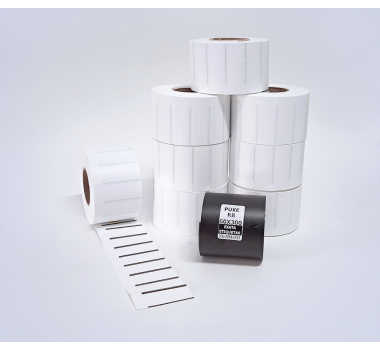 Kit 17: 14.400 Etiquetas Serrilhadas 50x20mm + 1 Ribbon R8 60mm x 300m