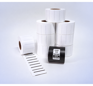 Kit 17: 14.400 Etiquetas Serrilhadas 50x20mm + 1 Ribbon R16 55mm x 300m