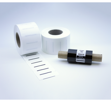 Kit 02: 3.600 Etiquetas Serrilhadas 50x20mm + 1 Ribbon R8 55mm x 74m