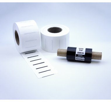 Kit 02: 3.600 Etiquetas Serrilhadas 50x20mm + 1 Ribbon R16 55mm x 74m