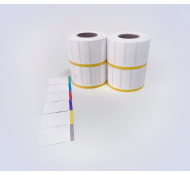 Kit 32: 7.200 Etiquetas Serrilhadas 50x20mm c/ tarja colorida