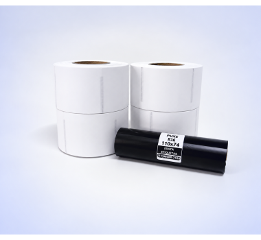 Kit 38: 2.400 Etiquetas Serrilhadas 50x60mm + 1 Ribbon R16 110mm x 74m