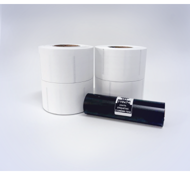 Kit 38: 2.400 Etiquetas Serrilhadas 50x60mm + 1 Ribbon R8 110mm x 74m 
