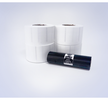 Kit 40: 3.600 Etiquetas Serrilhadas 50x40mm + 1 Ribbon R8 110mm x 74m