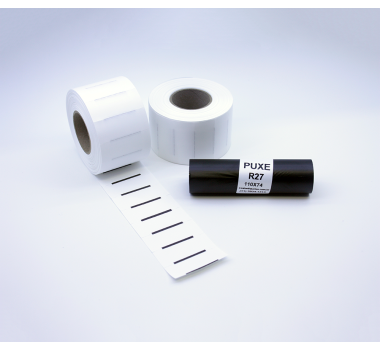 Kit 04: 3.600 Etiquetas Serrilhadas 50x20mm + 1 Ribbon R27 110mm x 74m (casos especiais)