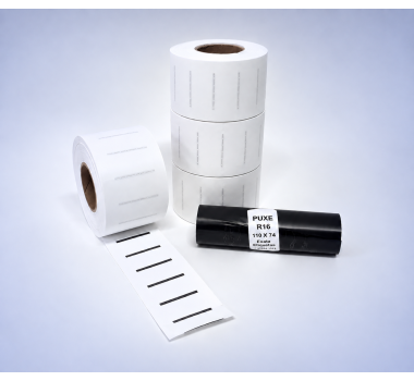 Kit 07: 7.200 Etiquetas Serrilhadas 50x20mm + 1 Ribbon R16 110mm x 74m