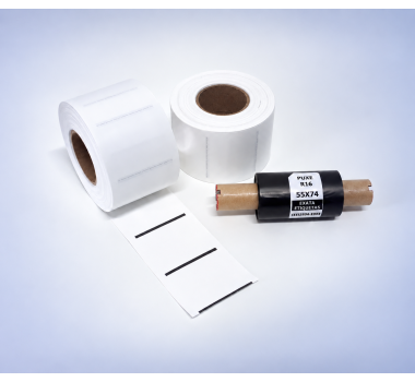 Kit 08: 1.800 Etiquetas Serrilhadas 50x40mm + 1 Ribbon R16 55mm x 74m