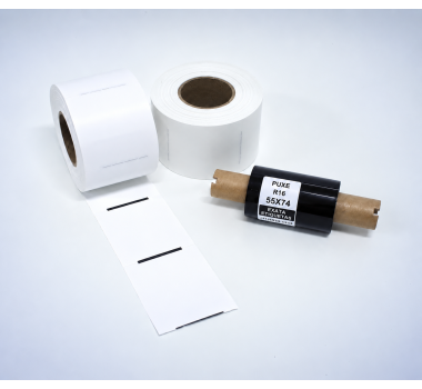 Kit 05: 1.200 Etiquetas Serrilhadas 50x60mm + 1 Ribbon R16 55mm x 74m