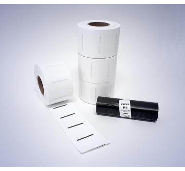 Kit 06: 4.120 Etiquetas Serrilhadas 50x35mm + 1 Ribbon R8 110mm x 74m
