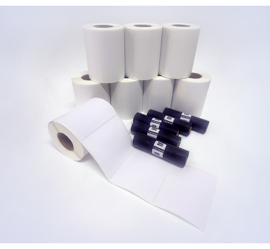 Kit AD01: 5636 Etiq 105x60mm Couche + 5 Ribbons 110mm x 74m Cera Premium