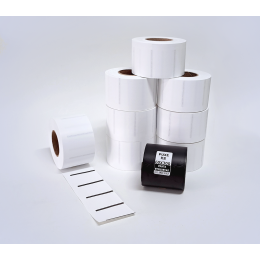 Kit 11: 8.240 Etiquetas Serrilhadas 50x35mm + 1 Ribbon R8 60mm x 300m