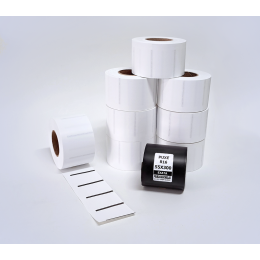 Kit 11: 8.240 Etiquetas Serrilhadas 50x35mm + 1 Ribbon R16 55mm x 300m