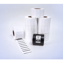 Kit 17: 14.400 Etiquetas Serrilhadas 50x20mm + 1 Ribbon R16 55mm x 300m