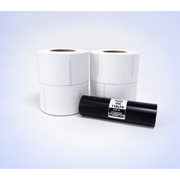 Kit 38: 2.400 Etiquetas Serrilhadas 50x60mm + 1 Ribbon R16 110mm x 74m