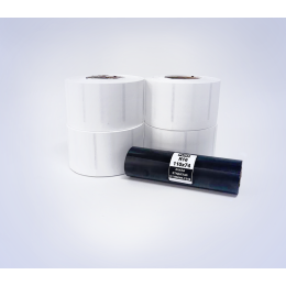 kit 40: 3.600 Etiquetas Serrilhadas 50x40mm + 1 Ribbon R16 110mm x 74m