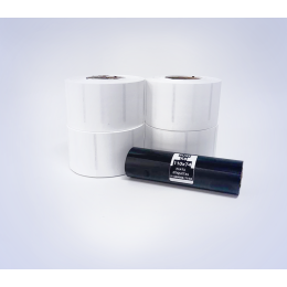 Kit 40: 3.600 Etiquetas Serrilhadas 50x40mm + 1 Ribbon R8 110mm x 74m