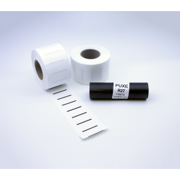Kit 04: 3.600 Etiquetas Serrilhadas 50x20mm + 1 Ribbon R27 110mm x 74m (casos especiais)