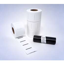 Kit 06: 4.120 Etiquetas Serrilhadas 50x35mm + 1 Ribbon R16 110mm x 74m