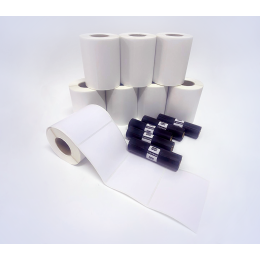 Kit AD01: 5636 Etiq 105x60mm Couche + 5 Ribbons 110mm x 74m Cera Premium